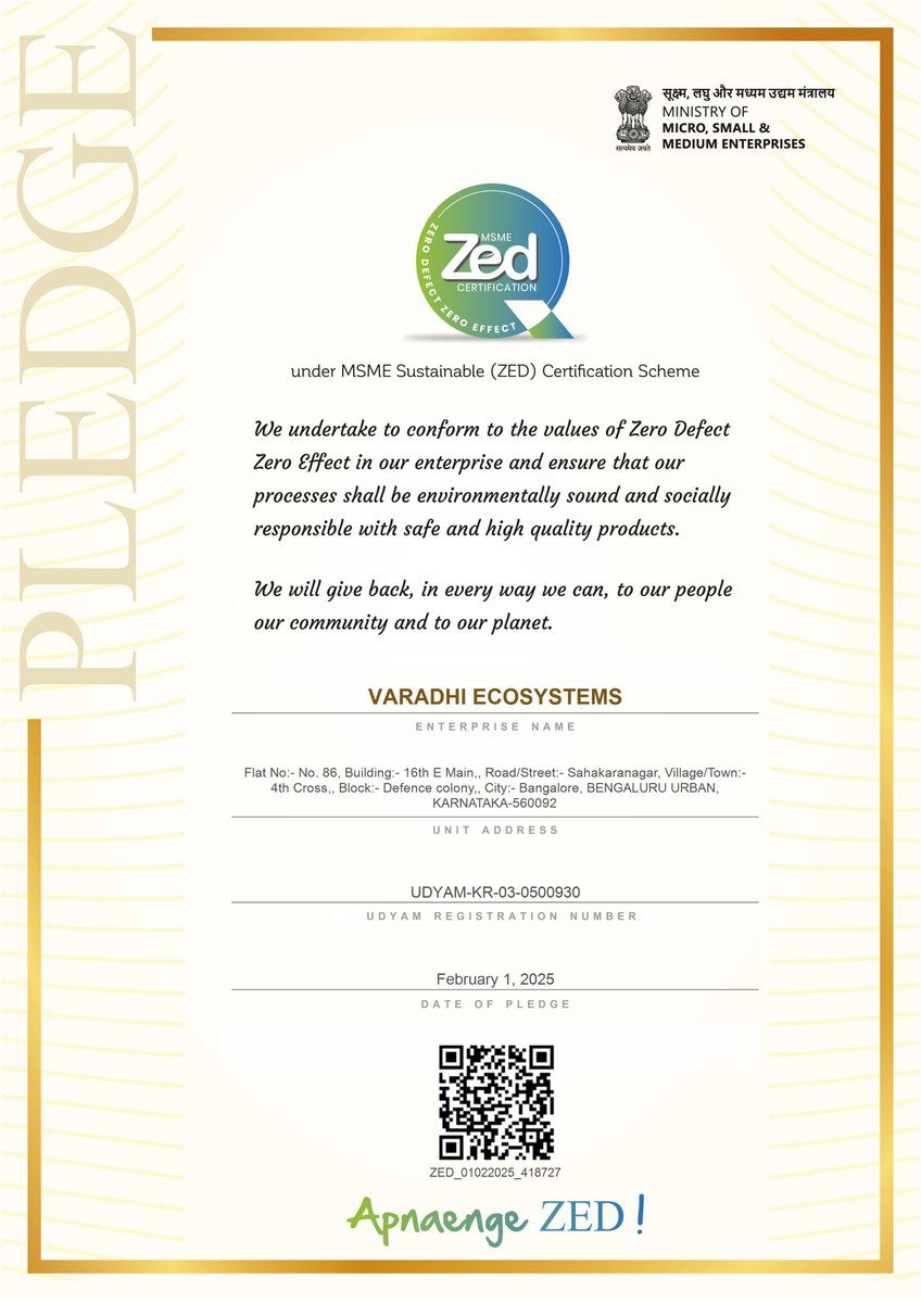 First page of the MSME ZED Pledge